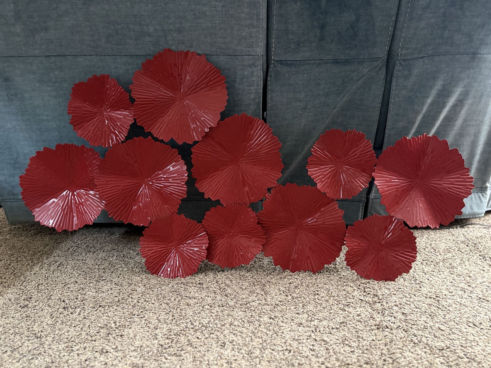 Red Metal Flower Wall Decor