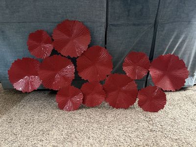 Red Metal Flower Wall Decor