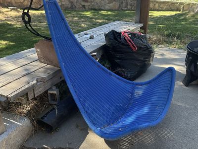 IKEA Svinga Blue Hanging Wicker Chair