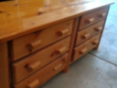Pine Wood Dresser with 6 Drawers - Solid Wood Construction, Light Brown Finish