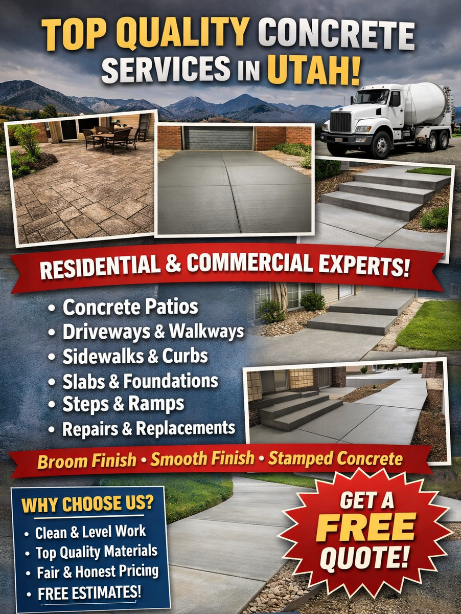 Residential & Commercial Concrete | Patios, Driveways, Sidewalks, Footings & Foundations | Free Quote |