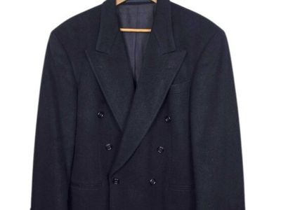 Vtg Hugo Boss Cecil Gee Midnight Navy Cashmere Wool Double Breasted Blazer 40R