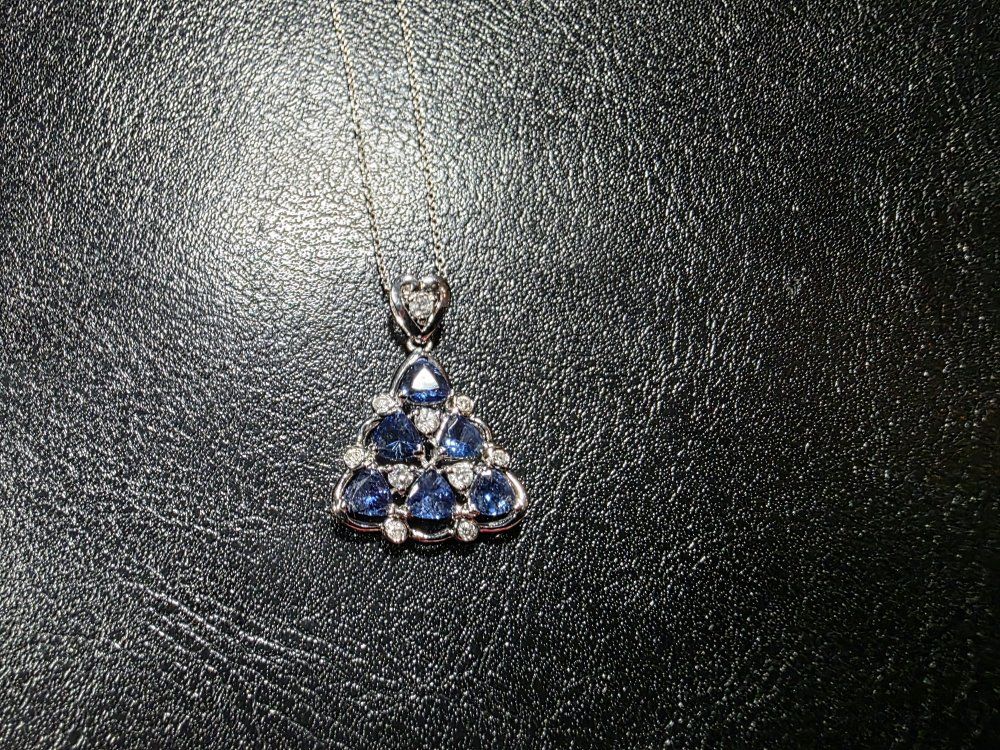 Natural Tanzanite & Diamond Pendant Necklace | 1.63 CTW Tanzanite | Sterling Silver | Appraised $1,620