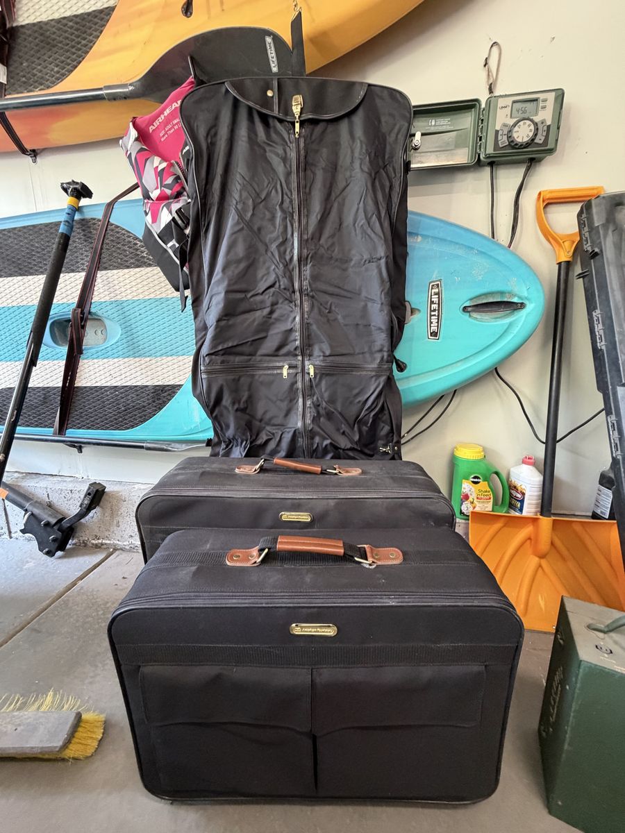 Black Luggage Suitcases and Garment Bag Set