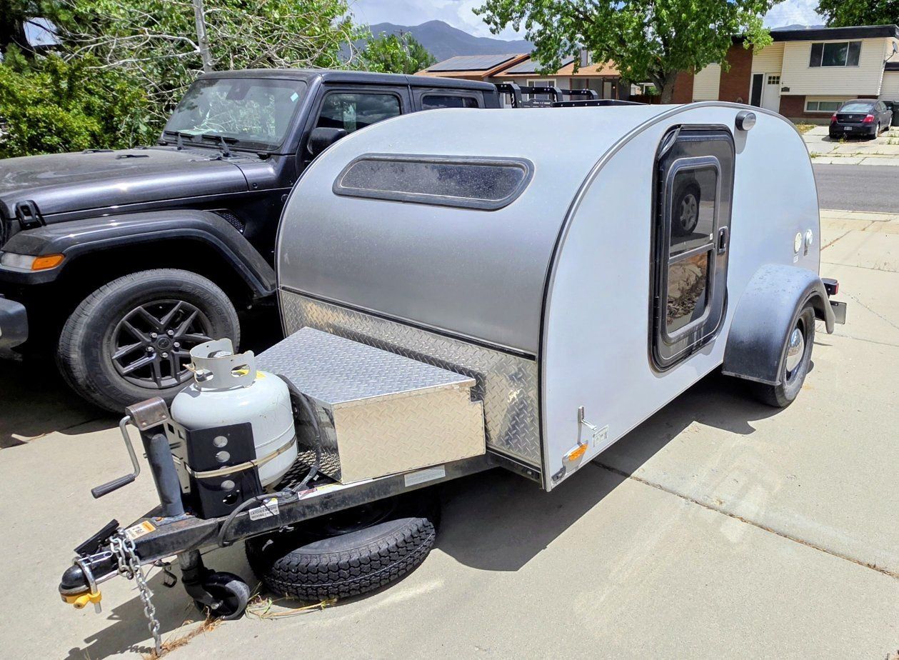 Teardrop Camper Trailer - Compact, Lightweight, Off-Grid Ready, Gray Exterior