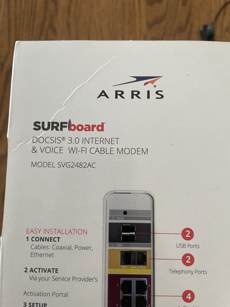 Arris SURFboard SVG2482AC DOCSIS 3.0 Internet & Voice Wi-Fi Cable Modem with 2 USB, 2 Telephony Ports