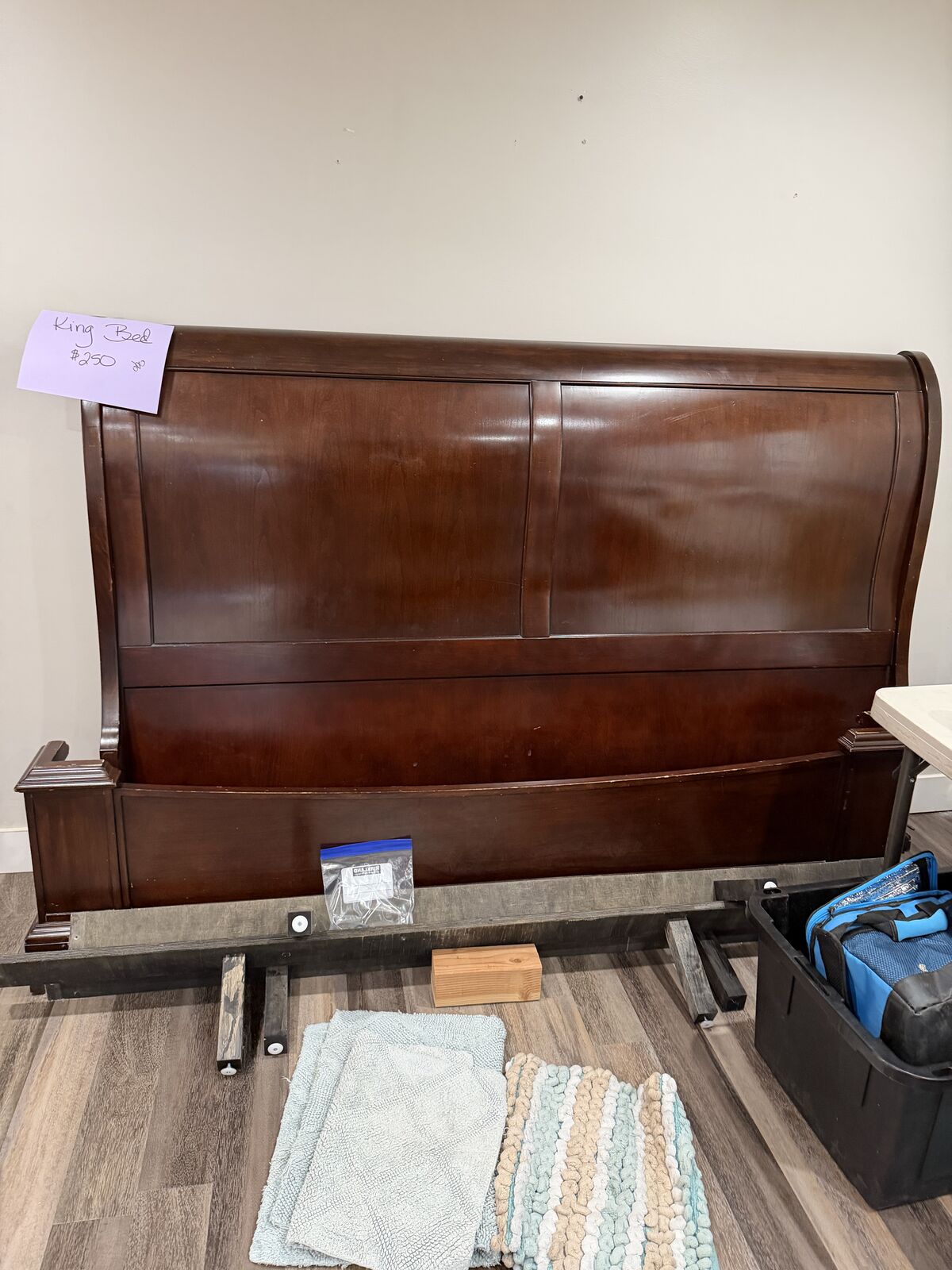 King Cherry Wood Sleigh bed