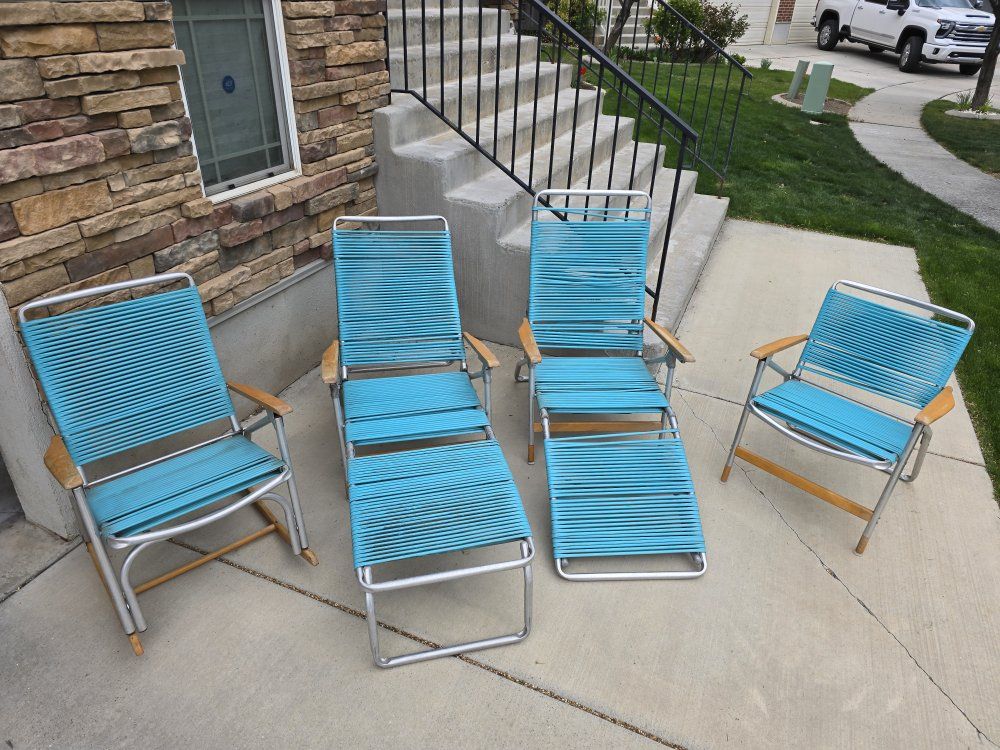 Telescope Aluminum wood chair patio furniture MCM