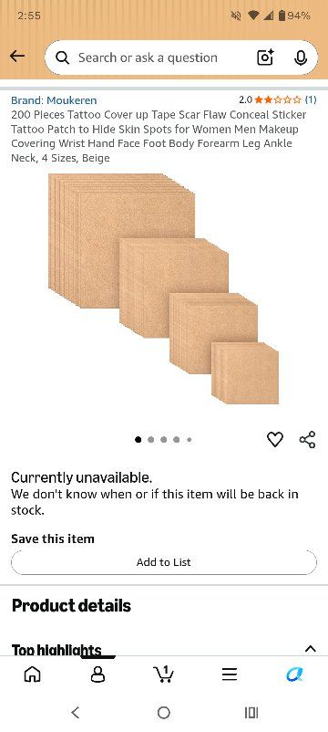 Tattoo Cover up Tape. 4 Sizes, Beige.