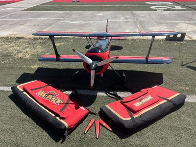 Hangar 9 Beast w/DA120cc Biplane RC Airplane - Red/Black with Wing Bags