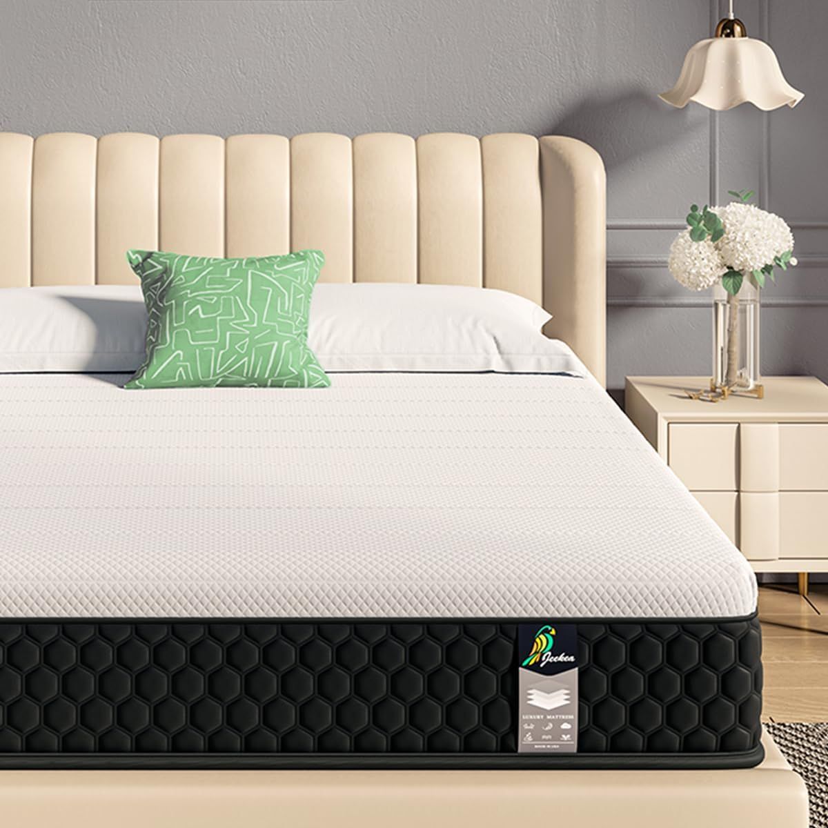 JEEKEA Full Size Mattress, 10 Inch Innerspring Hybrid Mattress in a Box with Memory Foam