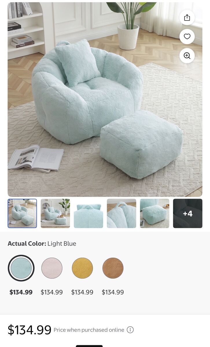 Kids Bean Bag Lounge Chair - Light Blue