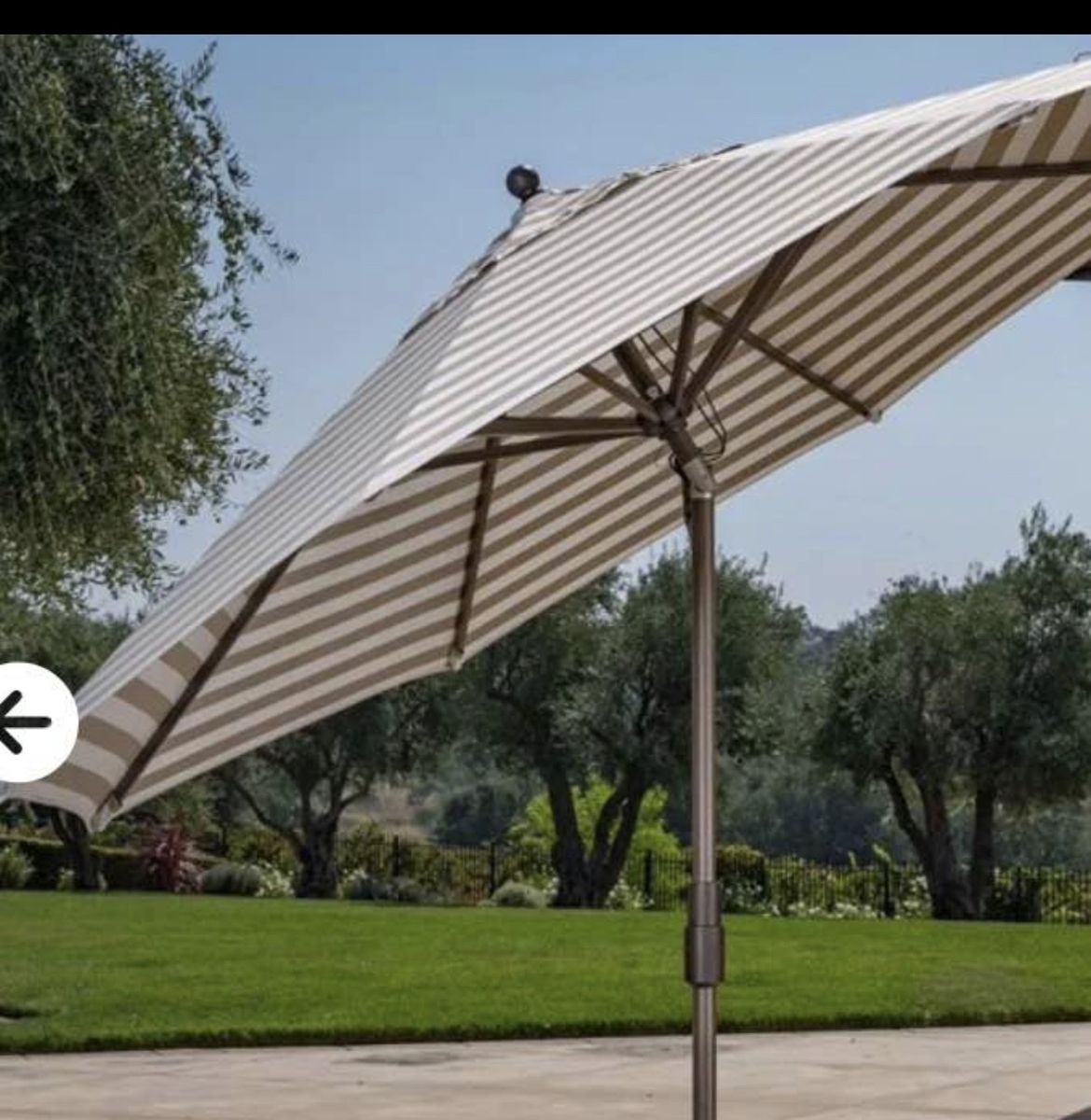 SunVilla 11' Stripe Aluminum Patio Umbrella - Tan & White