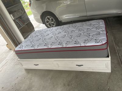 Twin bed and frame with drawers
