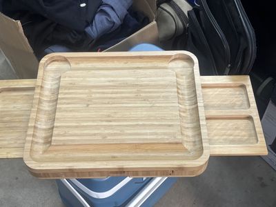Multi-Functional Bamboo Cutting Board with Slide-Out Trays - Charcuterie, Serving, Prep