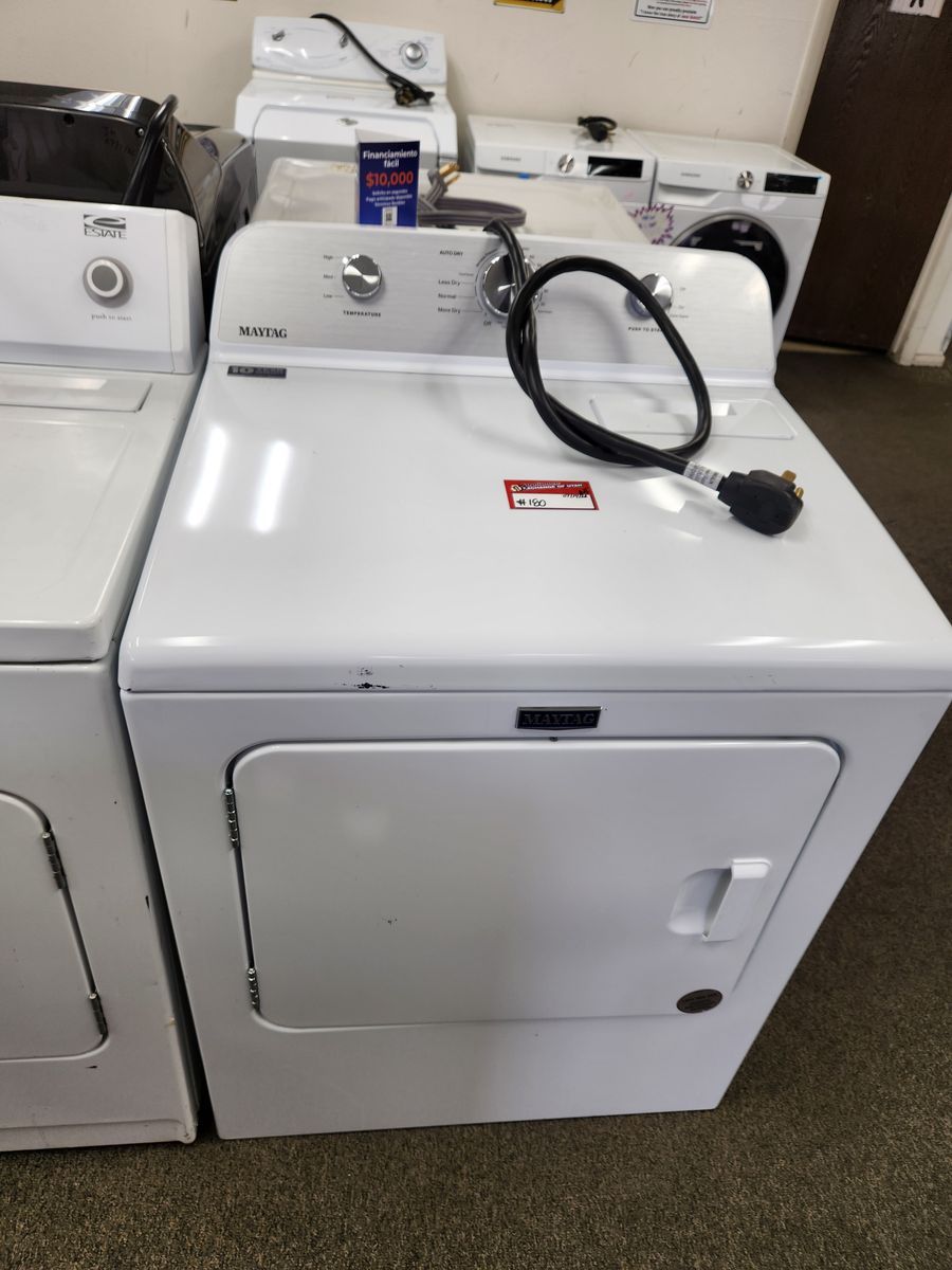 Maytag White Electric Dryer with Automatic Dry Setting, Good Condition