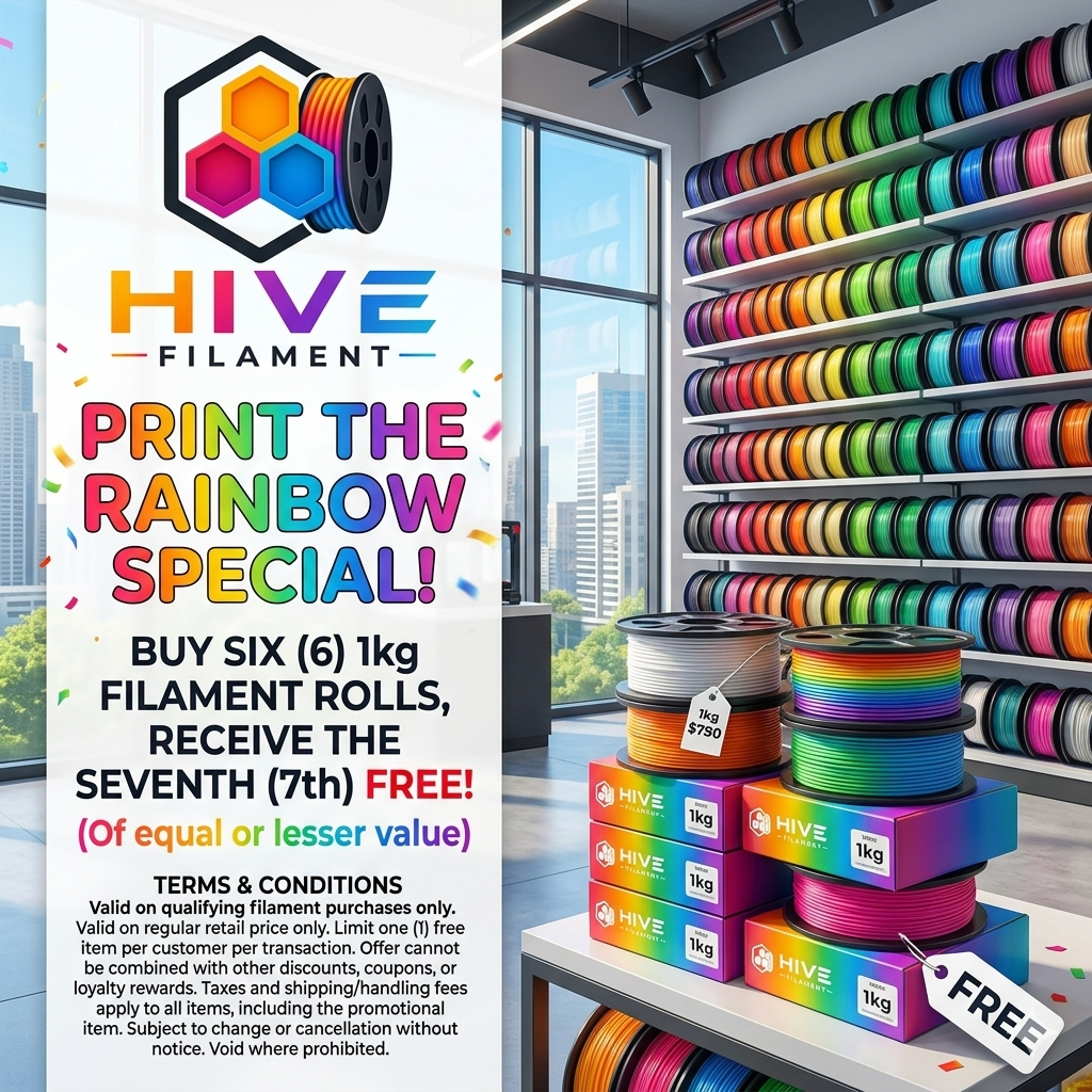 HIVE Filament 3D Printer Filament Special - Buy 6 1kg Rolls Get 1 Free