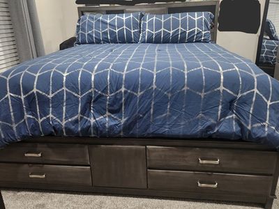Ashley Caitbrook California King Storage Bed w/Dresser includes Pillow-top Mattress