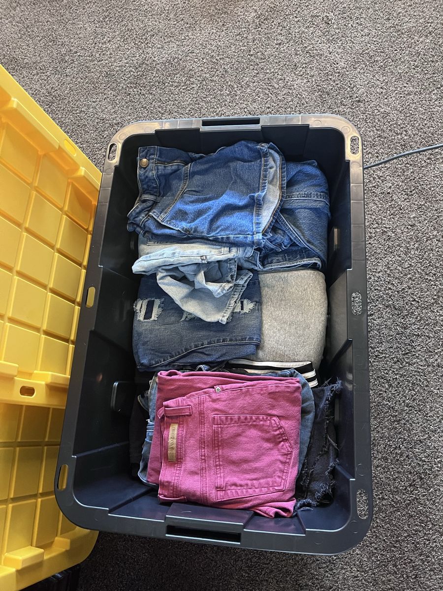 Bin full of women’s jeans