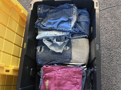 Bin full of women’s jeans