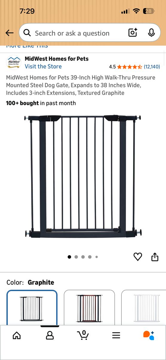 (2) MidWest Homes 39 Inch High Walk-Thru Pet Gate