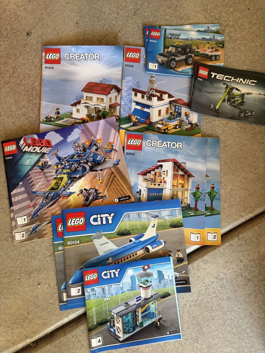 Legos - large plastic bins - some set instructions