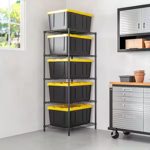 NEW Seville Classics UltraDurable 5-Tier Steel Tote Shelving Unit, 77"H, Graphite, SHE24331B