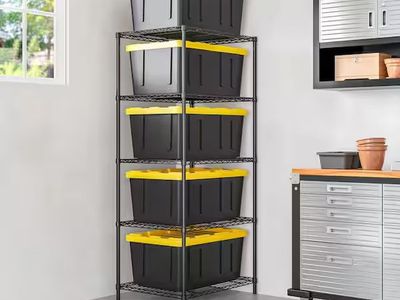 NEW Seville Classics UltraDurable 5-Tier Steel Tote Shelving Unit, 77"H, Graphite, SHE24331B