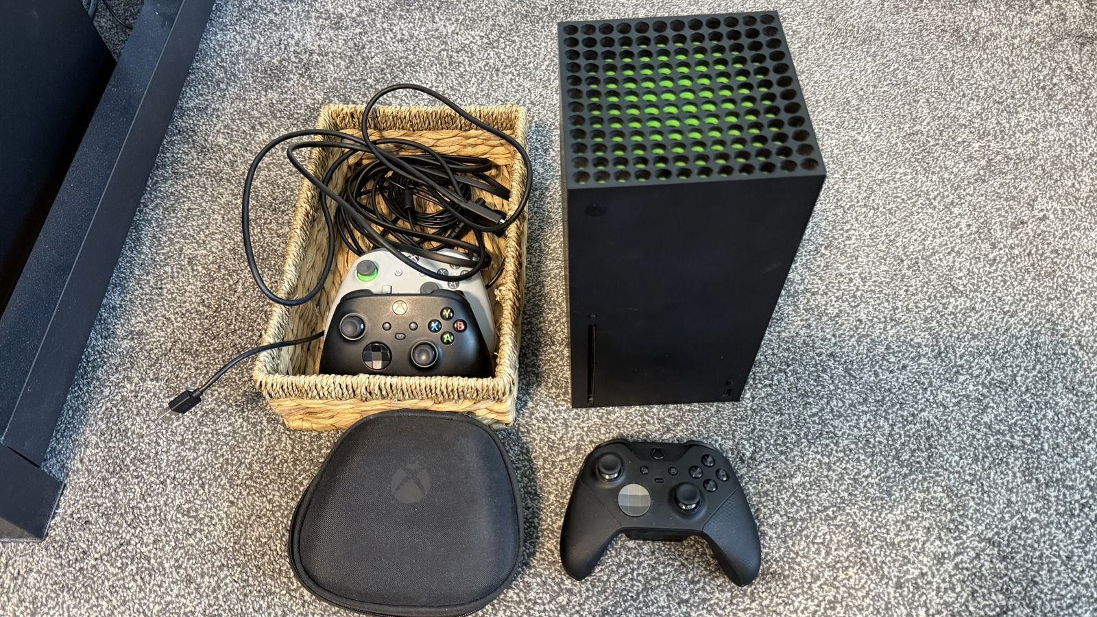 Xbox Series X with 3 controllers