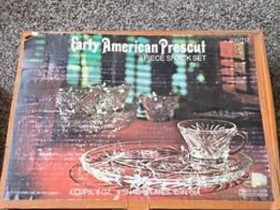 Vintage Early American Prescut 8 Piece Snack Set