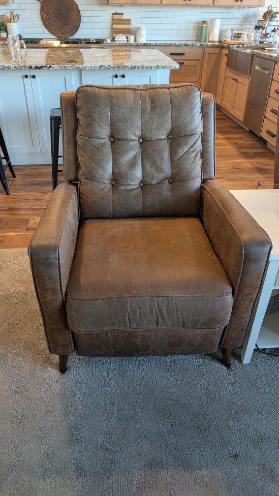 Push Back Microsuede Faux Leather Recliner