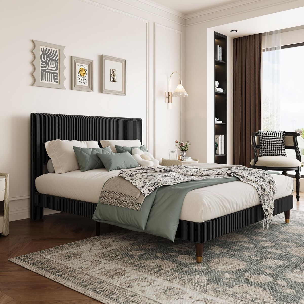 Brand New Corduroy Upholstered Queen Bed Frame