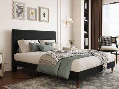 Brand New Corduroy Upholstered Queen Bed Frame
