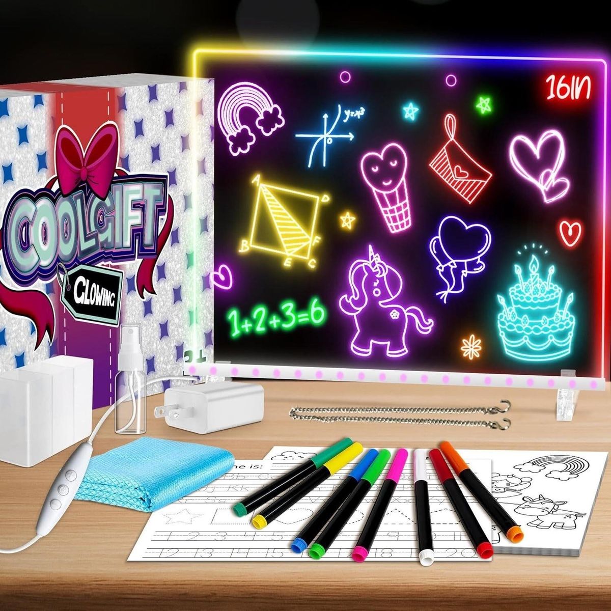 Like new light up drawing board with accessories
