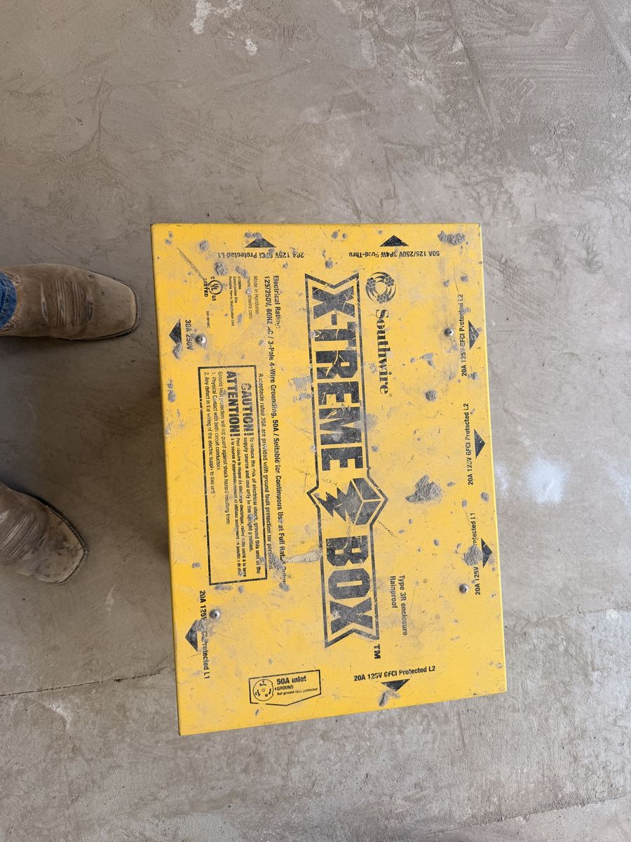 Southwire X-Treme Box Temporary Power Distribution Box, 50A Inlet, 125/250VAC, GFCI Protected