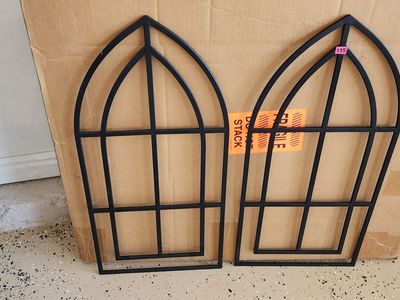 Decorative Black Arched Iron Wall Decor Window Frames - Set of 2