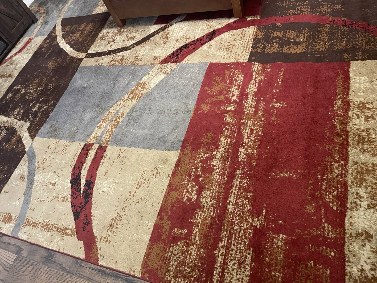 Modern Abstract Geometric Area Rug - Multicolor Red, Brown, Beige, and Gray