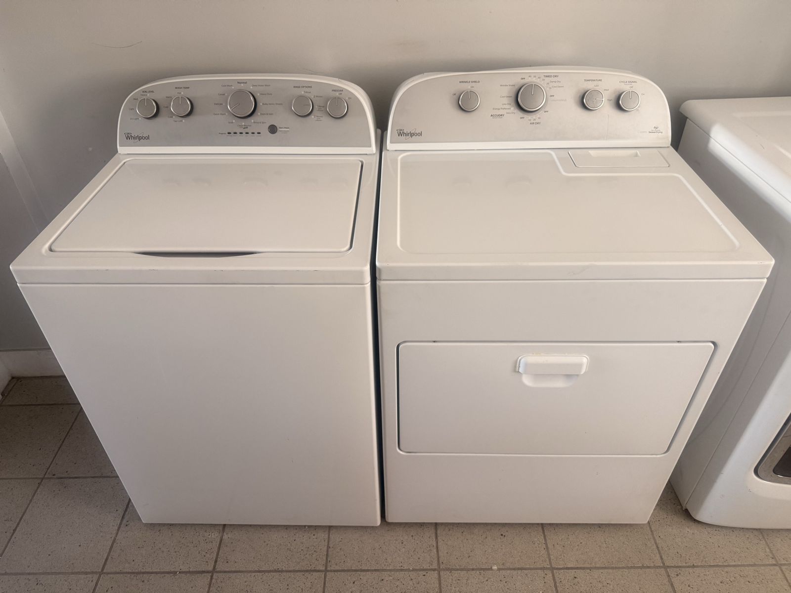 Whirlpool Washer & Dryer Set - White, Top Load Washer, Electric Dryer