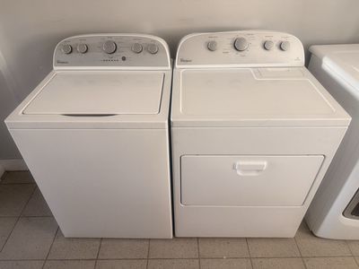Whirlpool Washer & Dryer Set - White, Top Load Washer, Electric Dryer