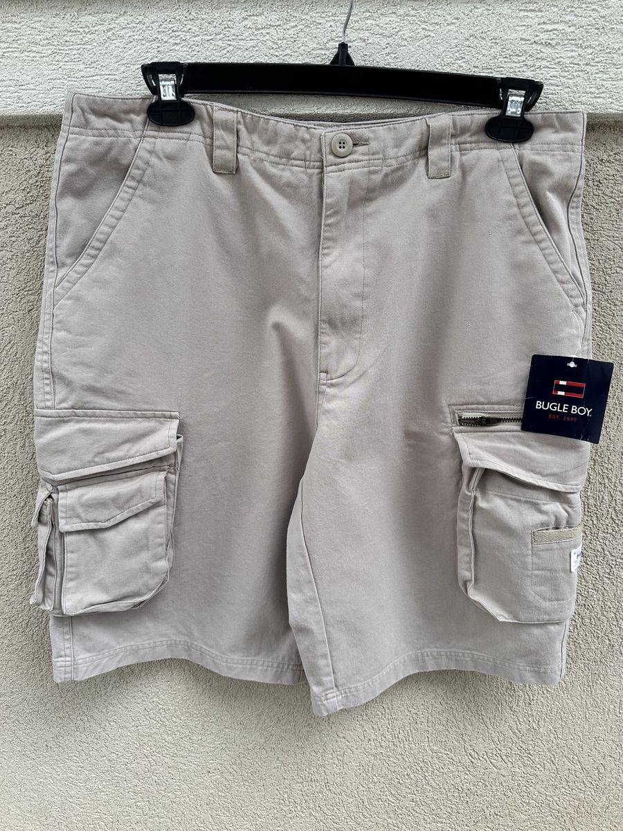 Bugle Boy Cargo Shorts Beige Multi-Pocket Men's Size 36 New with Tags