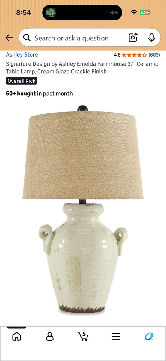 Signature Design by Ashley Emelda Farmhouse Table Lamp