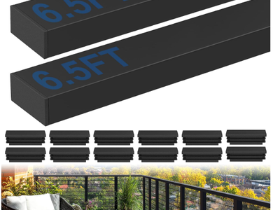 2Pack 6'6'' Rectangular Cable Railing Handrails, Black Stainless Steel Handrail with Nylon End Caps for Stair Cable Railing Sys