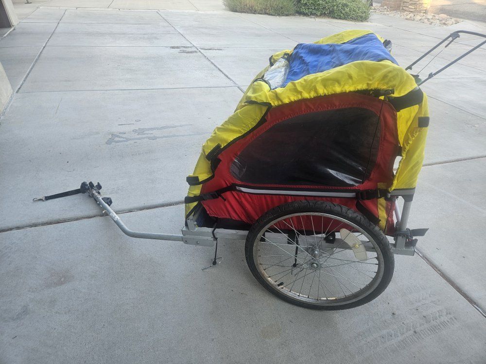 Master Cycle Foldable Child Bicycle Trailer - Yellow/Red/Blue