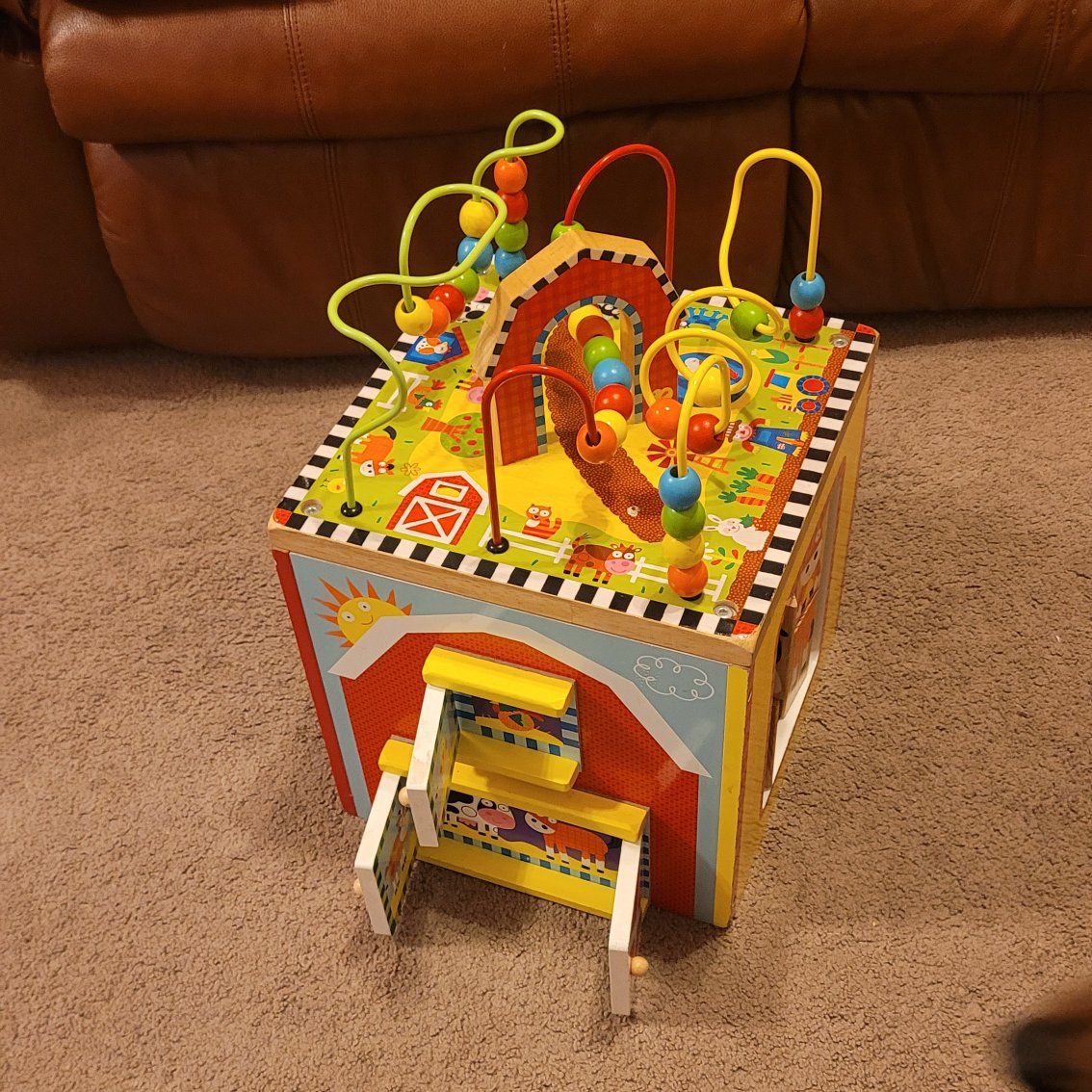 Wooden farm themed activity cube