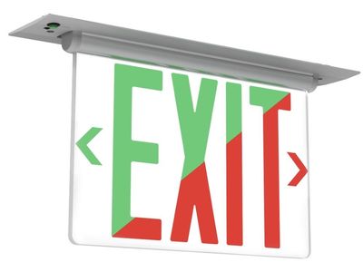 ExiLine Edge-Lit Exit Sign 6" Dual Color Red/Green Universal Mount