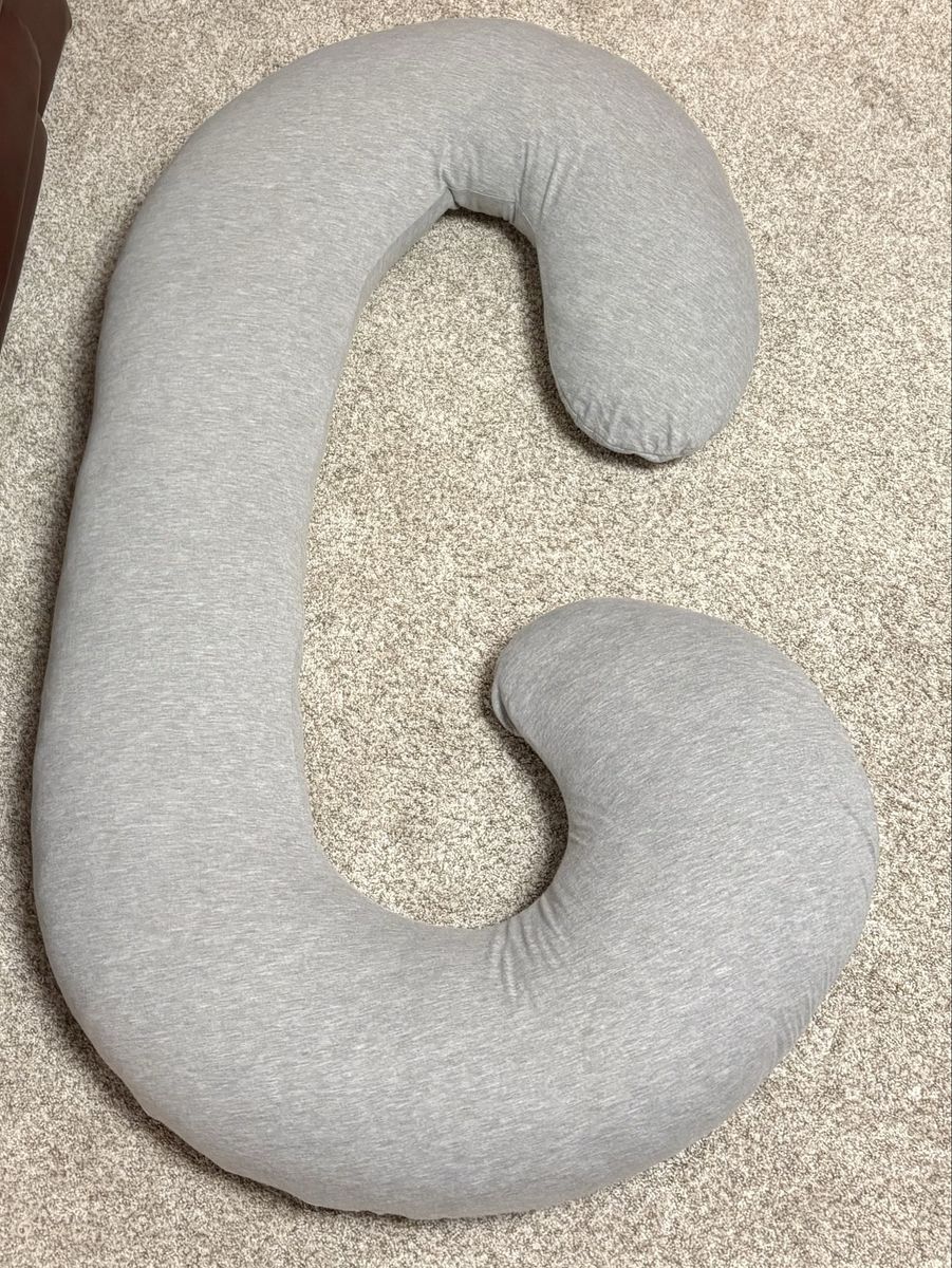 Gray C-Shaped Full Body Pregnancy Support Pillow