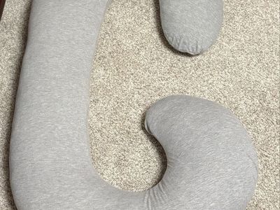 Gray C-Shaped Full Body Pregnancy Support Pillow