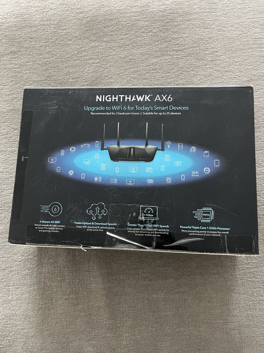 Netgear Nighthawk AX6 AX4300 6-Stream WiFi 6 Router (Model RAX45)