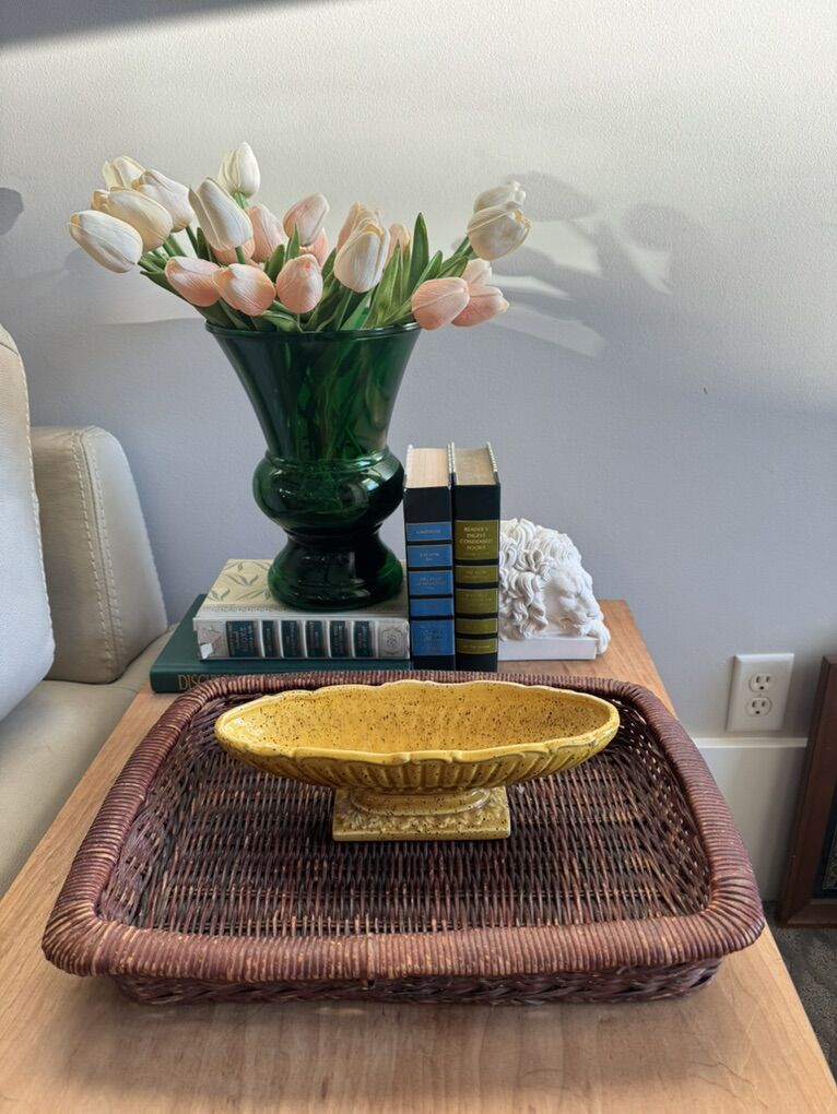 Yellow Vintage ceramic planter Price Reduced