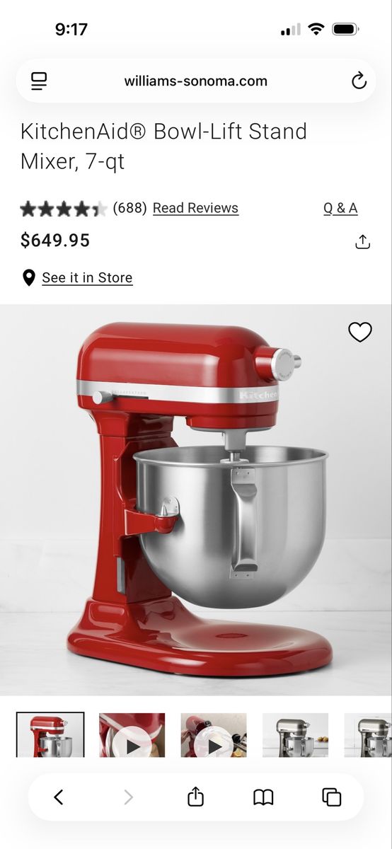 KitchenAid 7-Qt Bowl-Lift Stand Mixer - Red
